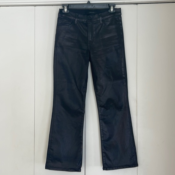 The 1 the only, Leather Lookalike black boot cut crop jeans - Picture 1 of 8